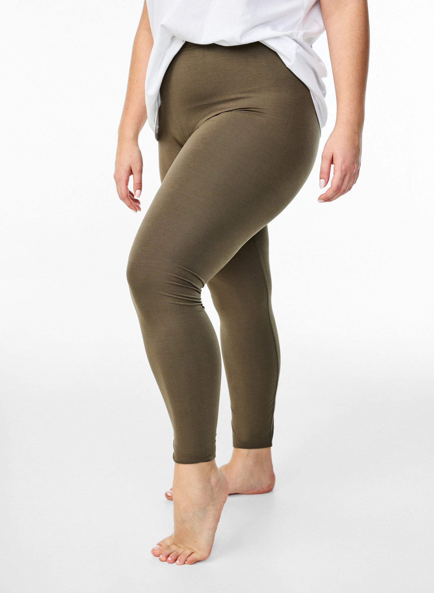 ZizziBasis leggings i viskose, Gr&oslash;nn, Model image number 0