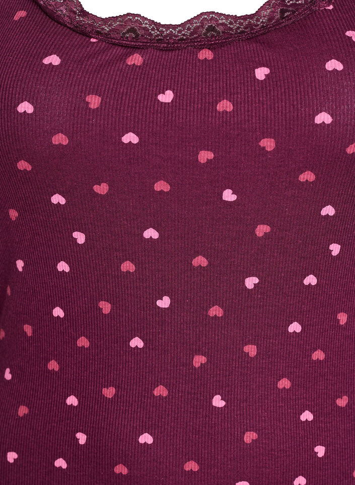 Topp med trykk og blondekant, Mørk Bordeaux, Packshot image number 2