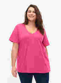 FLASH - T-skjorte med V-hals, Raspberry Rose, Model