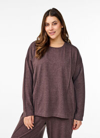 Løs jerseybluse med sømdetaljer, Brun Løs jerseybluse med sømdetaljer, Brun, Model