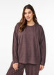 Løs jerseybluse med sømdetaljer, Brun, Model image number 0