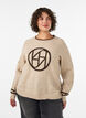 Genser med logo og kontraststriper, Beige, Model image number 0