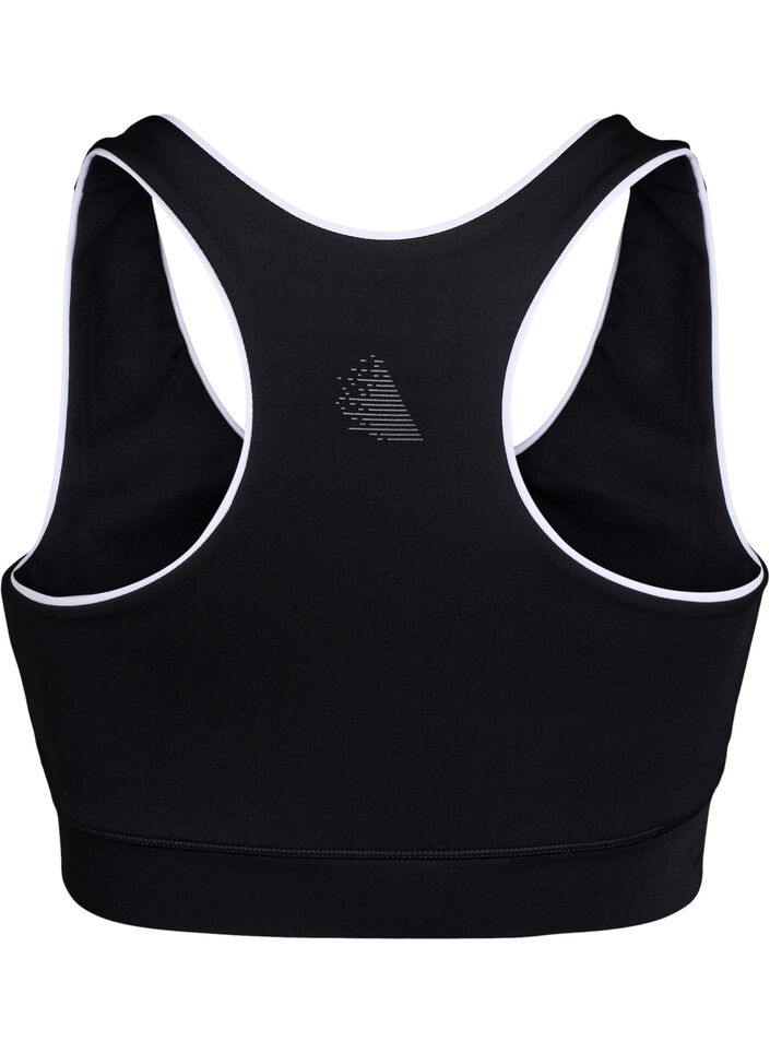 Racerback sports-BH med kontrastpiping, Black w. Piping, Packshot