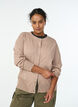 Cardigan med rund hals og stofftrukne knapper, Beige, Model image number 0
