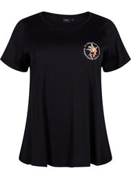 T-skjorte i bomull med trykk foran, Black W. Chest print
