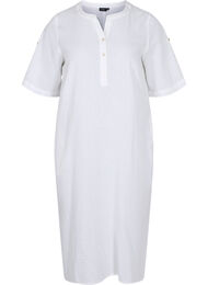 Lang skjortekjole med korte ermer, White