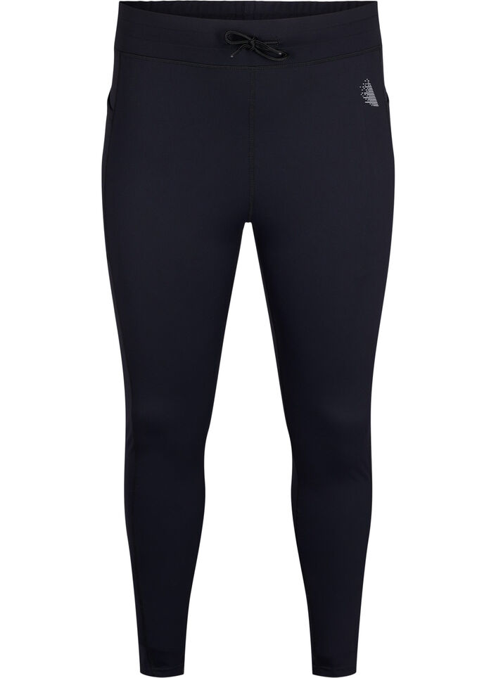 7/8-treningstights med lommer, Black, Packshot