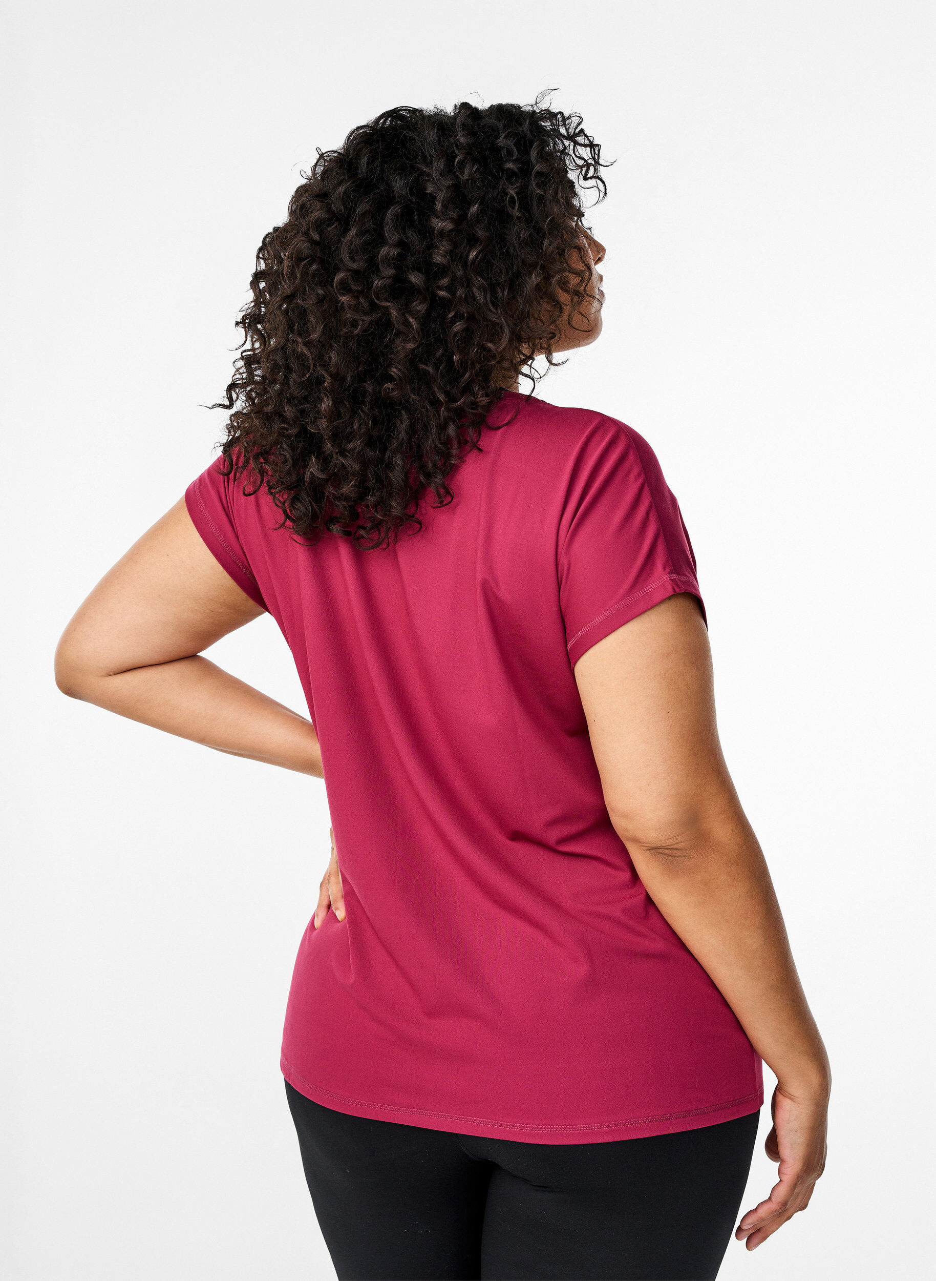 Zizzi Ensfarget trenings-T-skjorte, R&oslash;d, Model image number 2