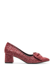 Glitterpumps med sl&oslash;yfe, R&oslash;d