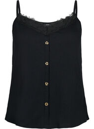 Stropptopp med blondekant og knapper, Black