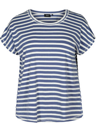 Stripete T-skjorte i bomull, Twilight Blue Stripe, Packshot image number 0