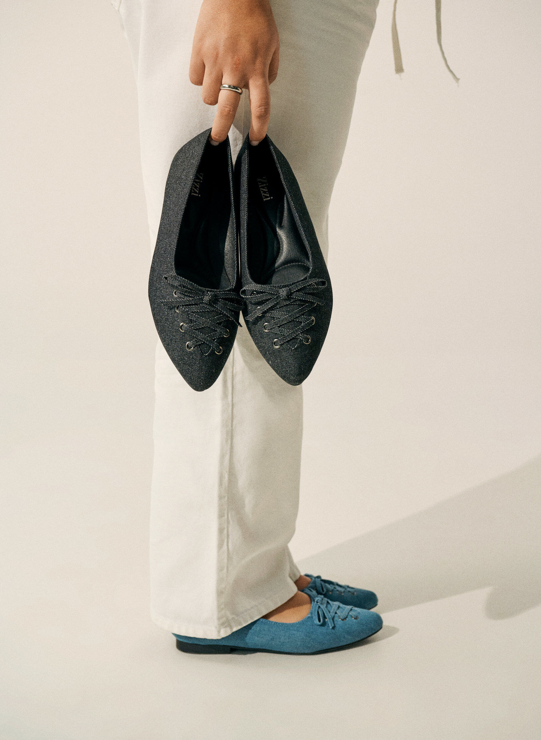 Zizzi Ballerina med sn&oslash;ringsdetalj, Svart, Image image number 0