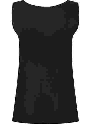 Ribbet pysjamastopp med blonder, Black, Packshot image number 1