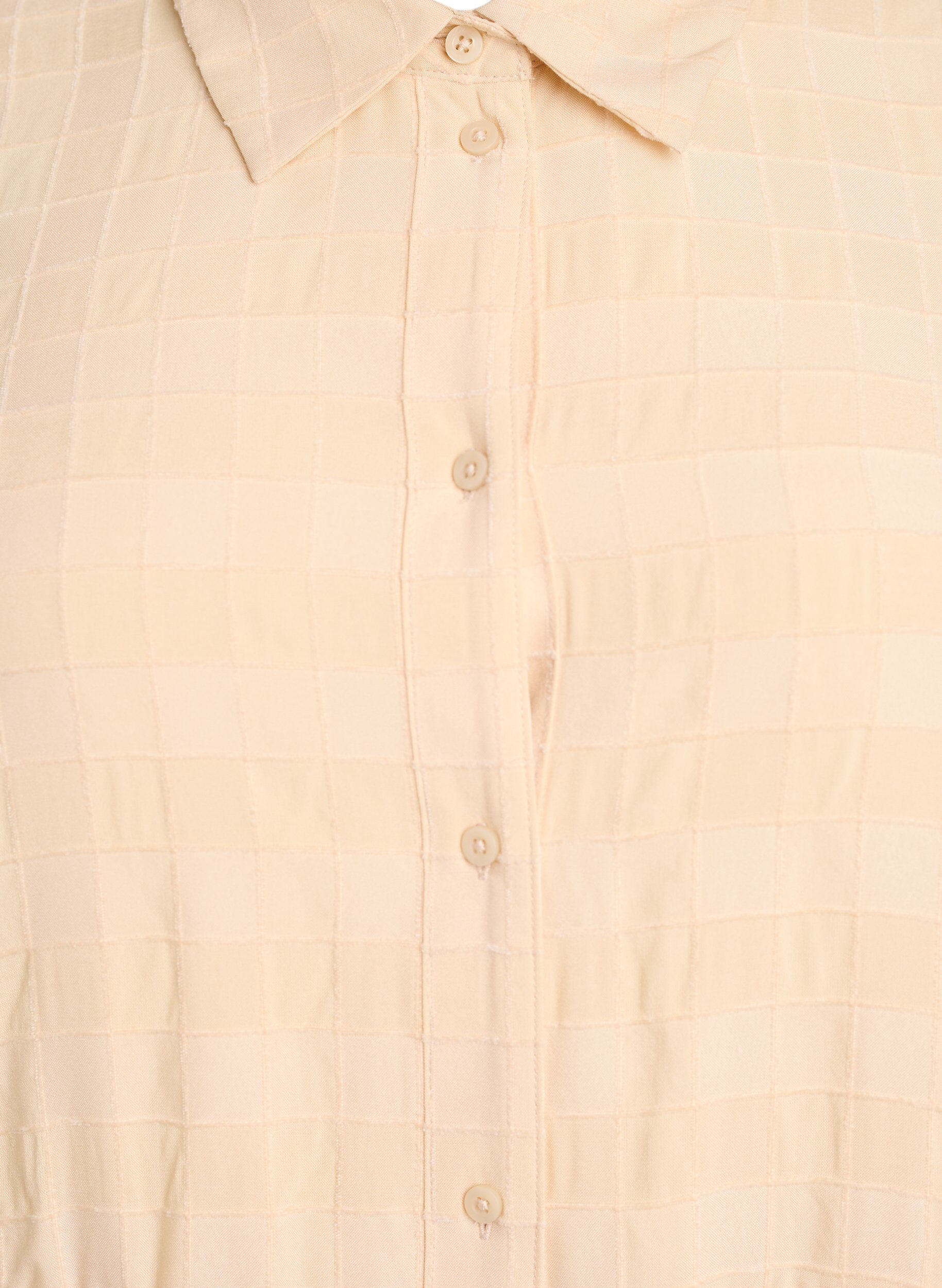 Zizzi Kort skjortekjole med rutete tekstur og 1/2-ermer, Gul, Packshot image number 2