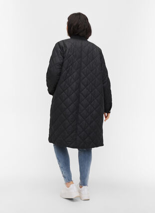 Quiltet jakke med lommer og splitt, Black, Model image number 1