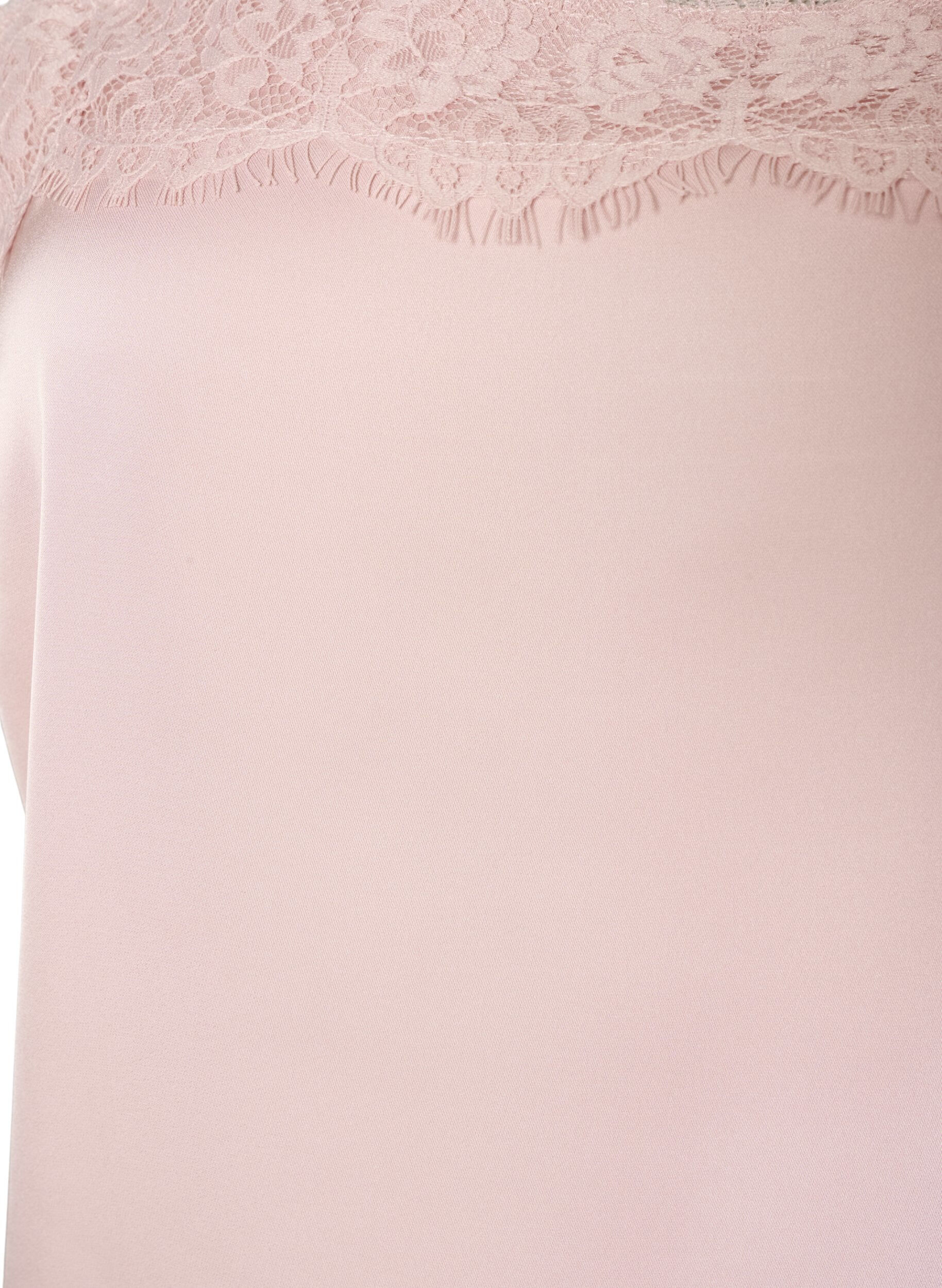 ZizziLang satintopp med blonder i kantene, Rosa, Packshot image number 2