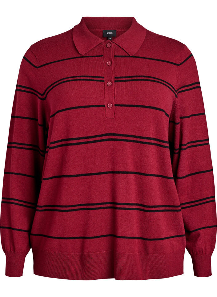 Strikkeplagg med krage, Rød, Packshot image number 0