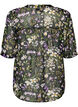 Bluse med blomstertrykk og V-hals, Svart, Packshot image number 1