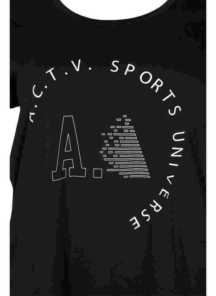 T-skjorte til trening med trykk, Black A.C.T.V, Packshot image number 2