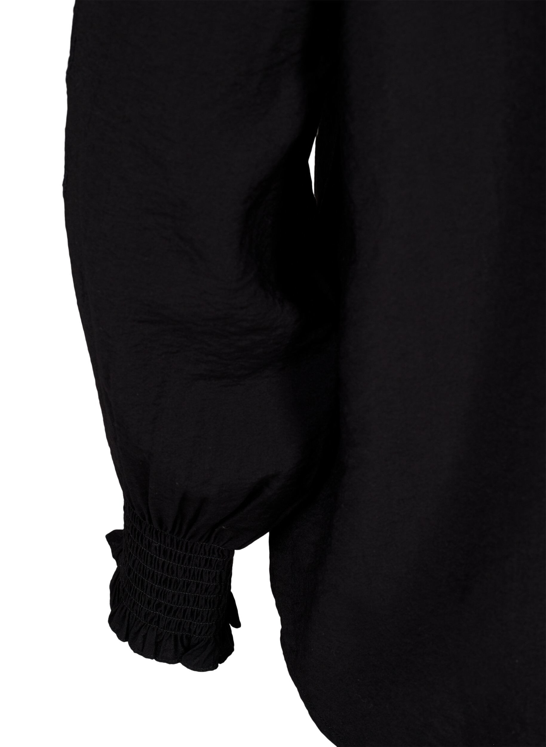 Zizzi Bluse med volanger og broderi anglaise, Black, Packshot image number 3