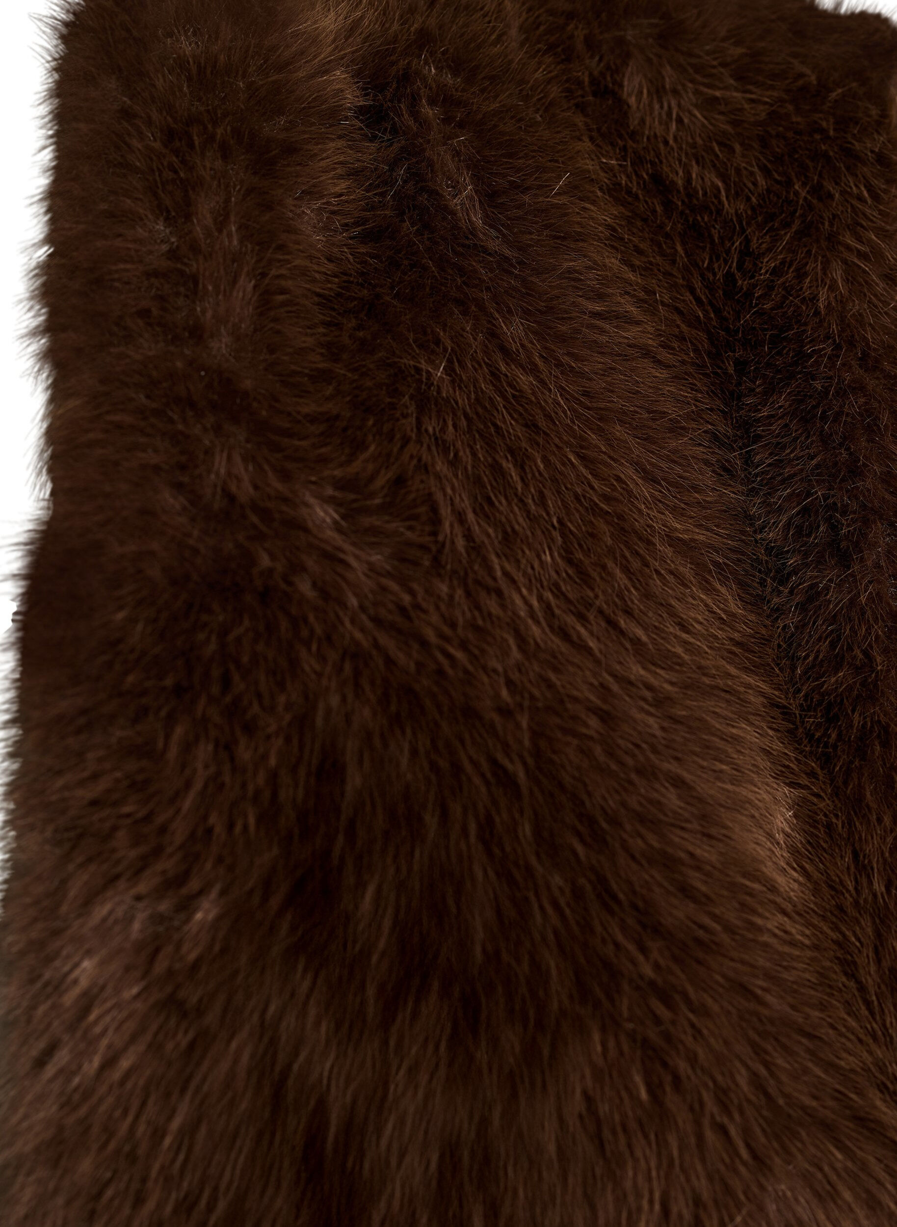 ZizziKort jakke i imitert pels med &aring;pen front, Brun, Packshot image number 3