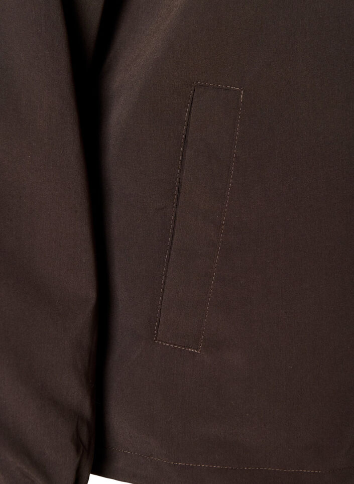 Lett jakke med hette og glidel&aring;s, Brun, Packshot image number 3