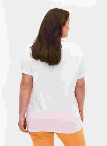T-skjorte i bomull med broderi anglaise, Bright White, Model image number 1