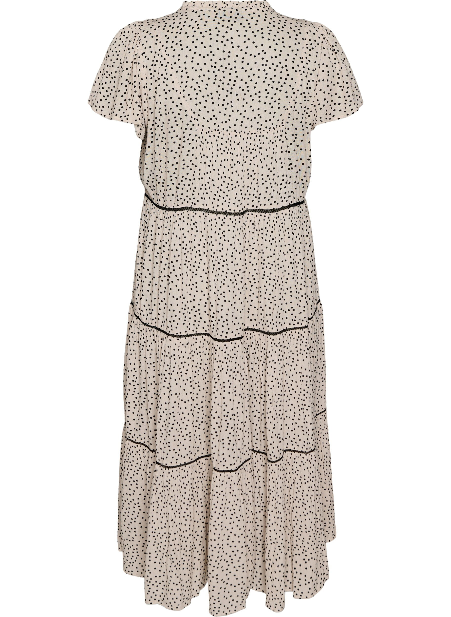 Zizzi M&oslash;nstret midikjole i viskose, Hvit, Packshot image number 1