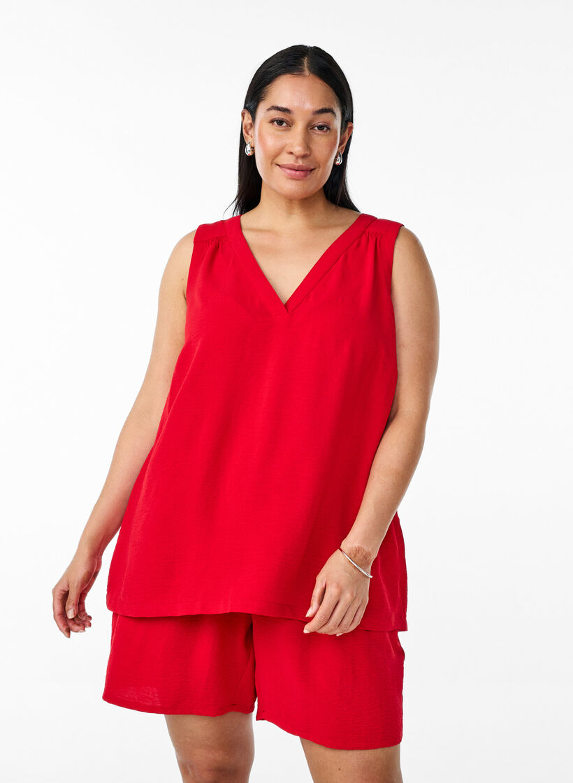 Ermel&oslash;s overdel med rynkedetaljer, R&oslash;d, Model image number 0