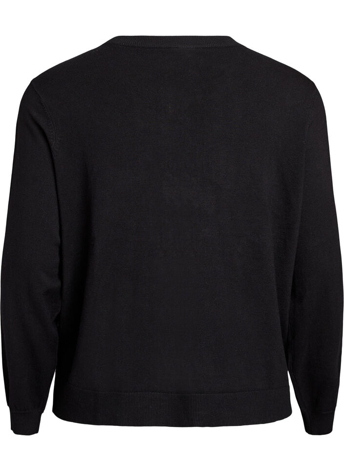 Cardigan med perlebåndbroderte sløyfer og trykknapper, Svart, Packshot image number 1