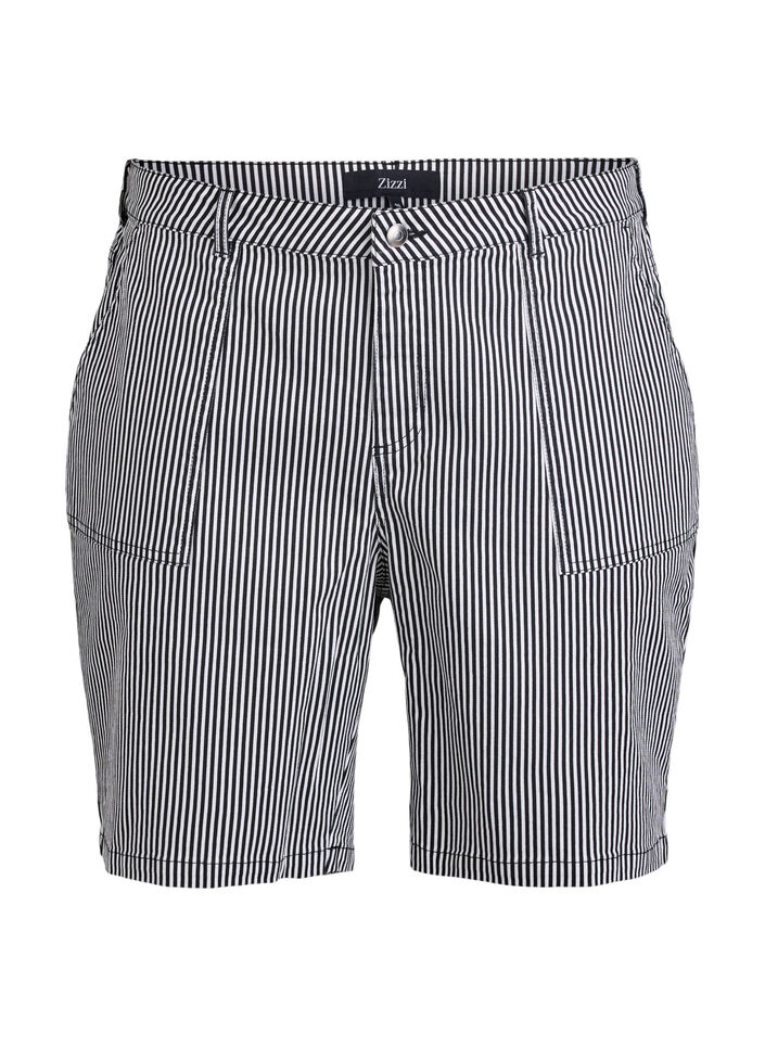 Stripete Bermudashorts med høy midje, Svart, Packshot image number 0