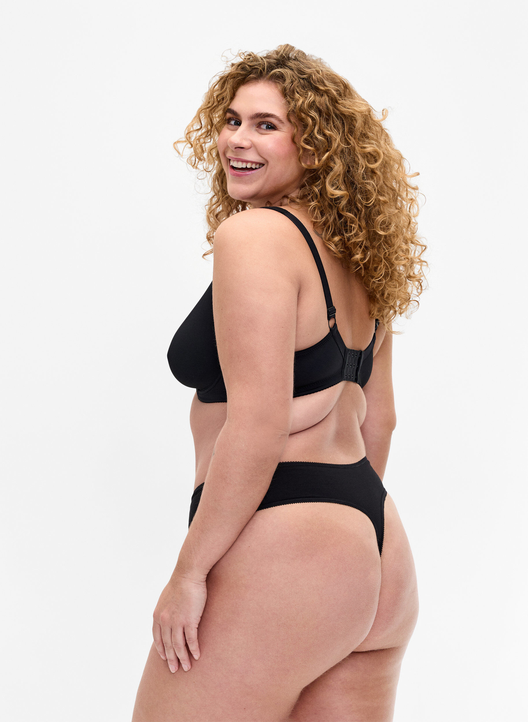 Zizzi7-pack g-streng i bomull, Svart, Model image number 1