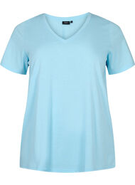Kortermet T-skjorte med V-hals, Sky Blue