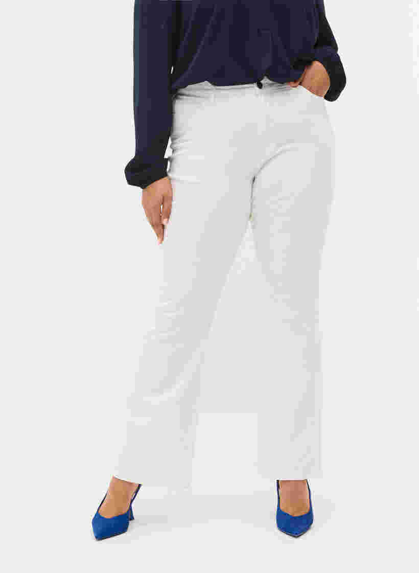 Ellen bootcut jeans med høyt liv, White, Model image number 2