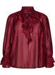 Viskosebluse med volanger og lange ermer, R&oslash;d, Packshot image number 0