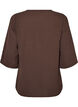 Skjortebluse med v-hals og 3/4 ermer, Brun, Packshot image number 1