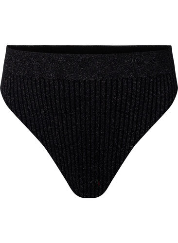 G-streng med glitter og normal høyde livet, Black w. Lurex, Packshot image number 0