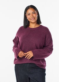 Løs strikkegenser med markante sømmer, Mørk Bordeaux Løs strikkegenser med markante sømmer, Mørk Bordeaux, Model