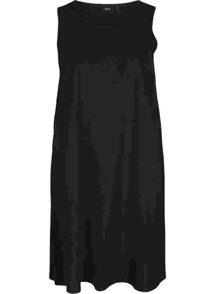 Bomullskjole uten ermer med A-form, Black, Packshot image number 0