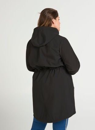 Zizzi Softshelljakke med hette, Black solid, Model image number 1