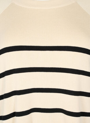 Zizzi Stripete viskose genser, Sandshell/Black S., Packshot image number 2