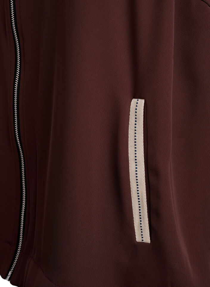 Sporty jakke med glidelås og kule detaljer, Deep Mahogany, Packshot