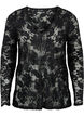 Langermet bluse med blondekant og V-hals, Black, Packshot image number 0