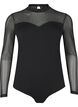 Bodystocking med nagler og lange ermer i mesh, Black, Packshot image number 0