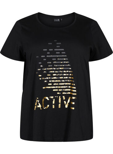 T-skjorte til trening med trykk, Black gold foil logo, Packshot image number 0