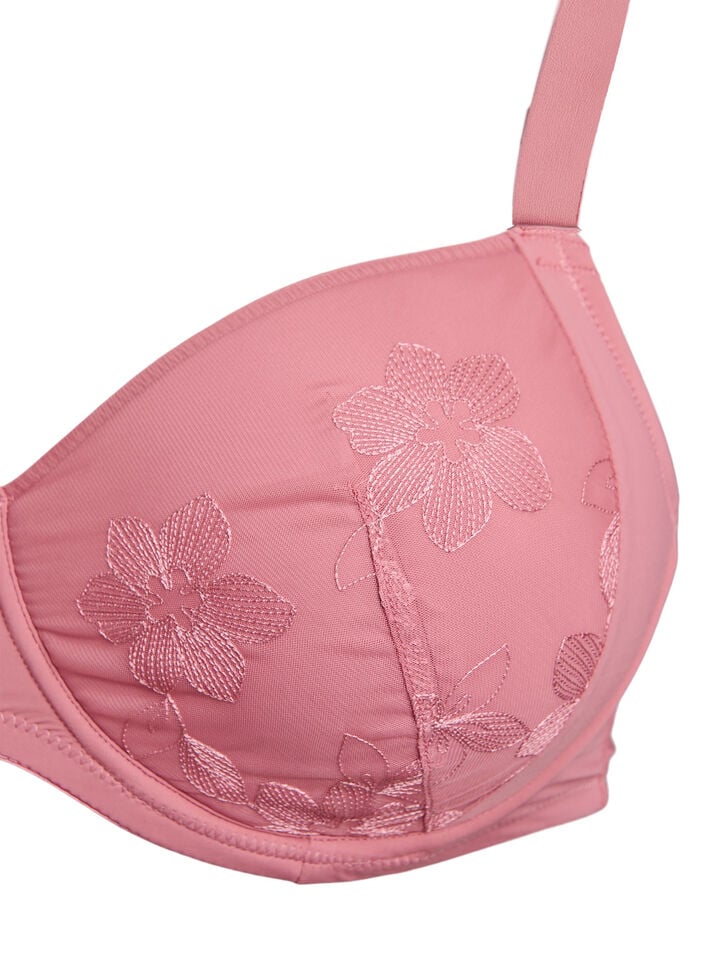 Polstret BH med blomsterbroderi, Rosa, Packshot image number 2