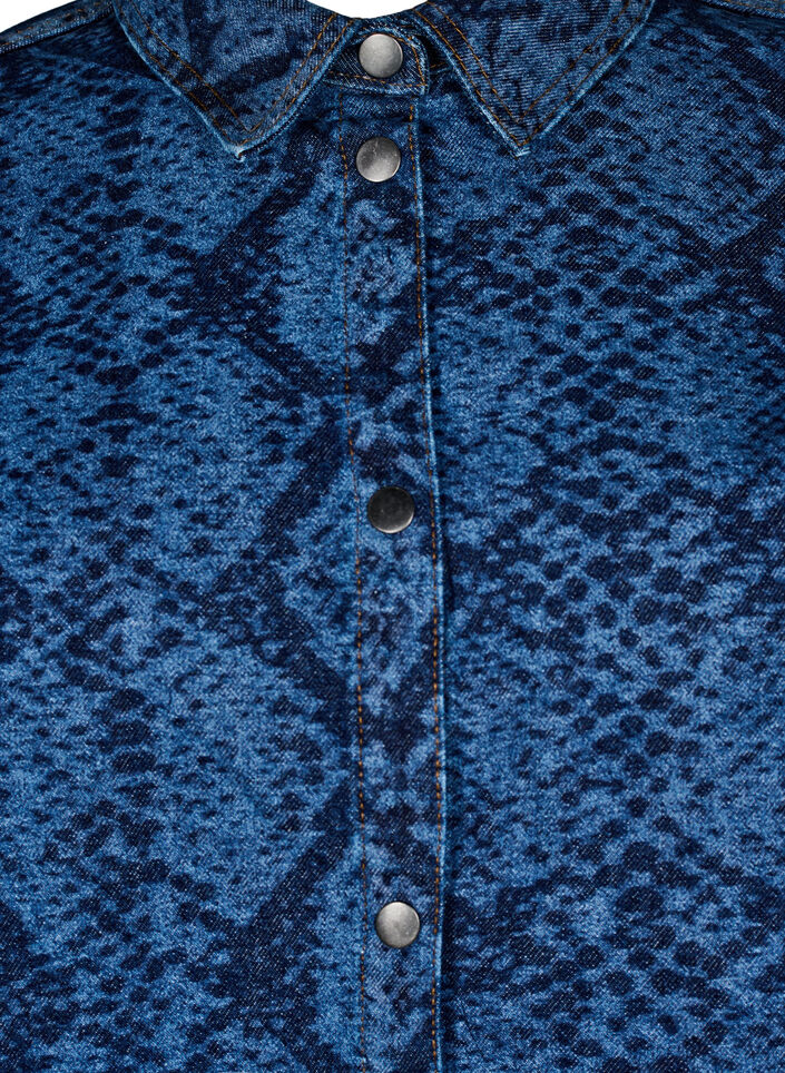 Løs denimskjorte med slangetrykk, Denim Snake AOP, Packshot