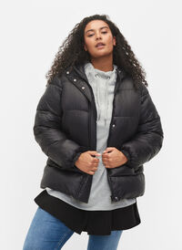 Kort boblejakke med hette, Black, Model