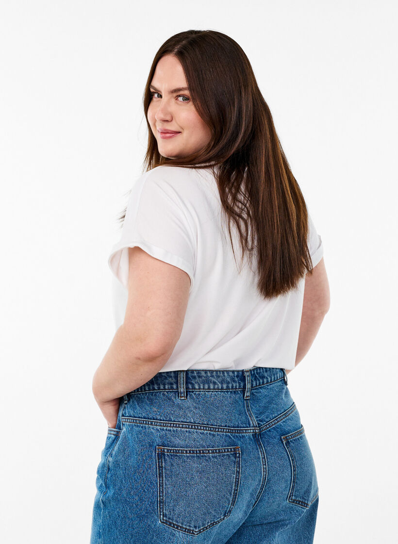 Loose t-skjorte med rund hals, Hvit, Model image number 2