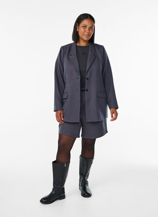 Zizzi Klassisk blazer med lommer, Grå, Model image number 1